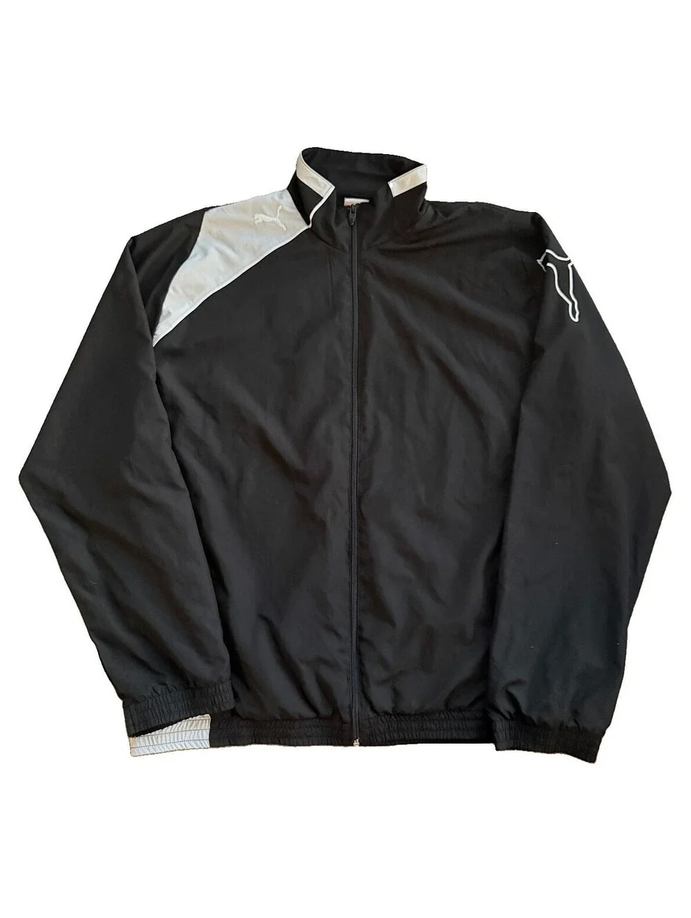 Puma Track Jacket Mens XXL Black Full Zip Windbreaker Athletic Lightweight